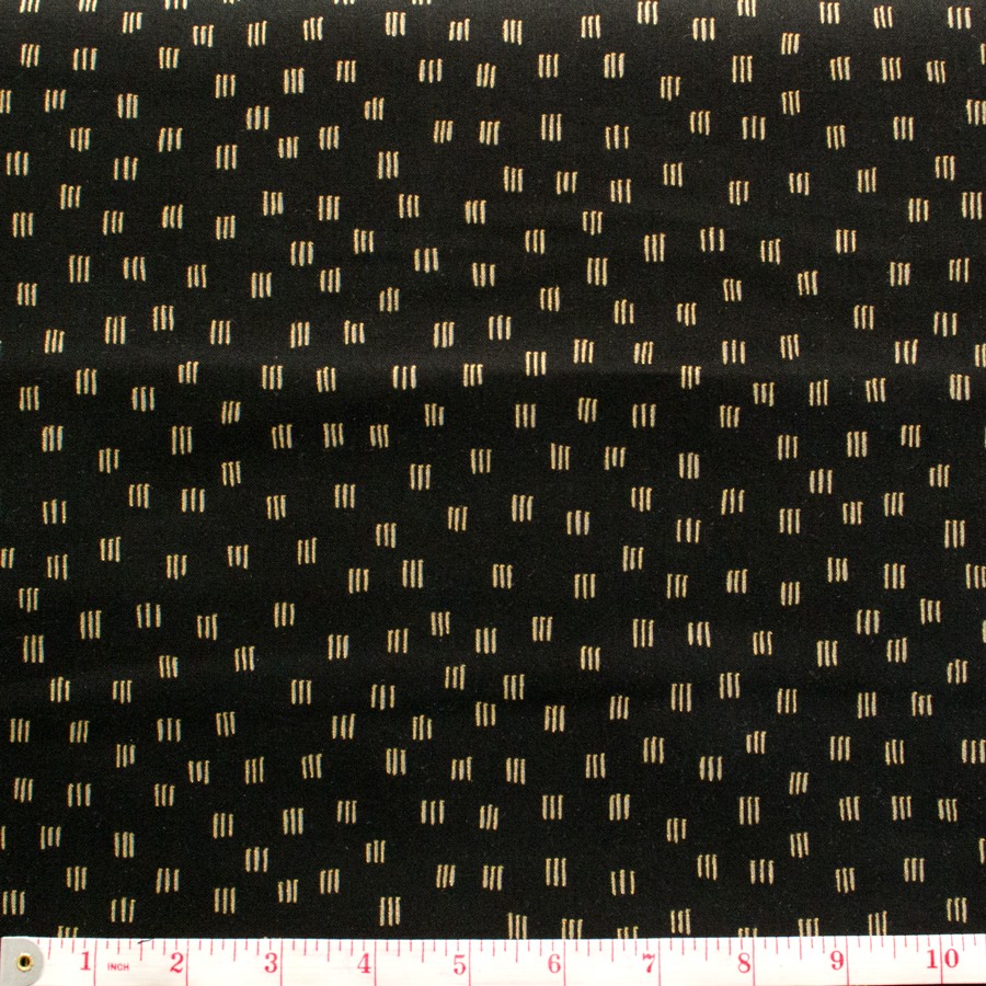 golden short triple stripes on black Beau Monde by Robert Kaufman